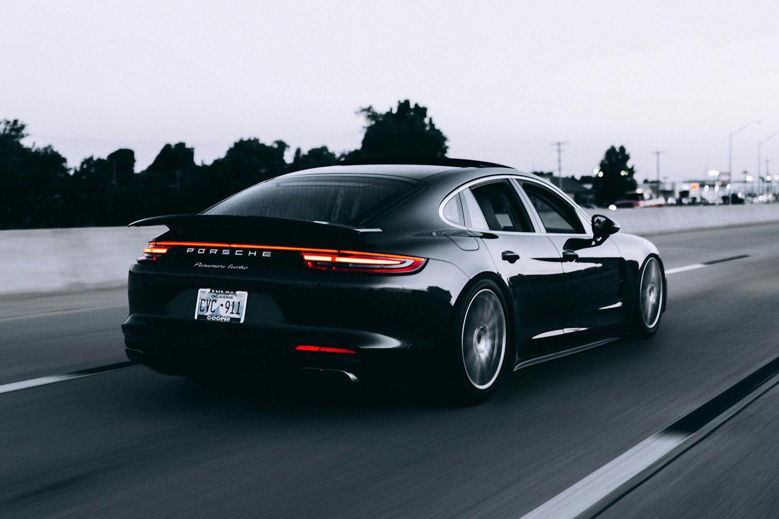 A performance car on an open mountain road